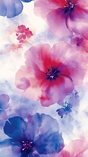 水彩花卉图案 柔美梦幻