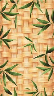 竹编纹理配清新竹叶图案