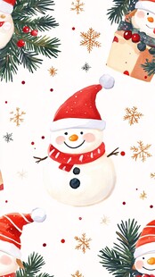 可爱雪人圣诞元素图案