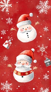 圣诞雪人插画 喜庆红背景