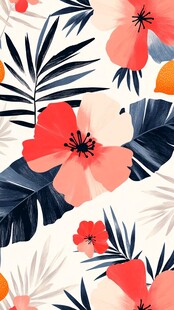 热带花卉植物图案设计