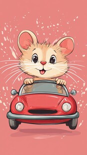 小老鼠开红色小汽车