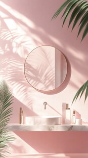 粉色系清新浴室装饰一角