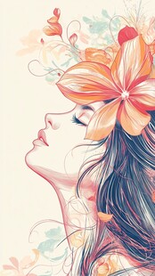 花饰少女的梦幻侧脸