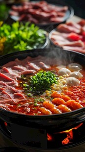 鲜香火锅食材丰富诱人