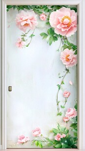 粉色花卉门饰唯美画面