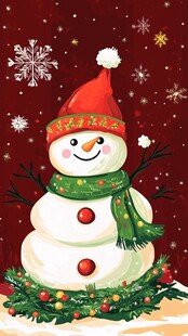 可爱雪人迎圣诞节日氛围