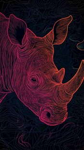 梦幻犀牛插画 绚丽线条风格