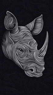 线条勾勒的犀牛头部图案