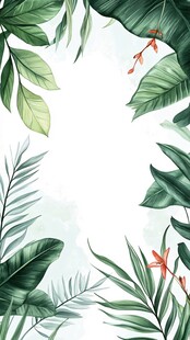 清新绿植边框背景图