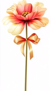 单枝彩花配金色蝴蝶结