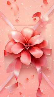 粉色花朵蝴蝶结唯美背景