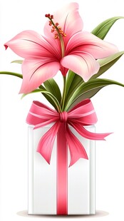 粉色百合礼盒精美插画