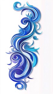 蓝色梦幻卷曲花纹图案
