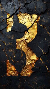 黑金质感裂纹数字3图案