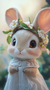 花环小兔穿白裙超可爱