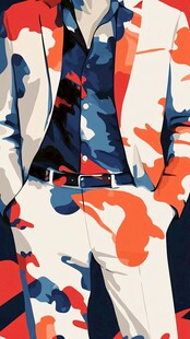 时尚迷彩风男士西装穿搭