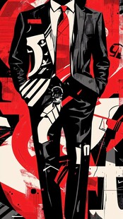 时尚西装男子潮流插画