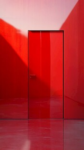 红色几何空间中的神秘之门