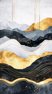 金墨山水抽象装饰画意境美