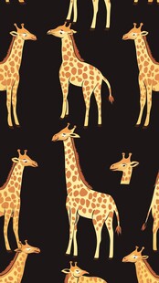 可爱长颈鹿黑色背景图案
