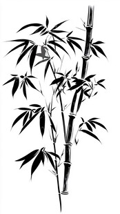 水墨风单枝竹子插画