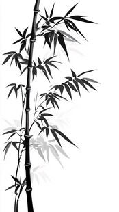 水墨风单枝竹子插画