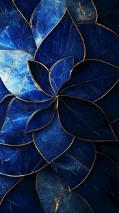 蓝色几何花朵抽象艺术图案