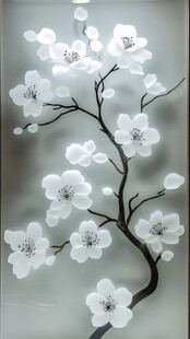 白色花枝装饰画