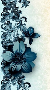 蓝花藤蔓精致装饰图案