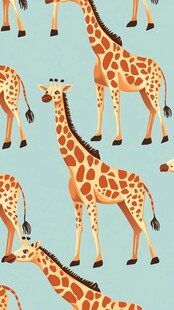 可爱长颈鹿无缝图案背景