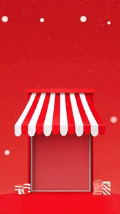 红色店铺场景冬日氛围图
