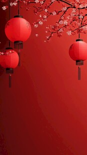 红梅红灯笼营造喜庆氛围