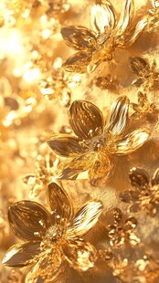 金色璀璨花朵特写