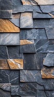 石板拼接墙面纹理独特