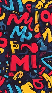 多彩手绘字母无缝图案背景