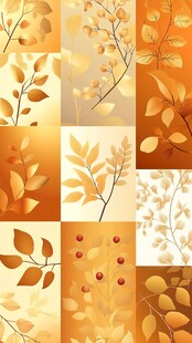 秋日树叶元素图案集合