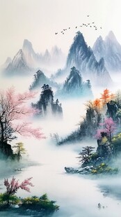 水墨山水间的诗意春景