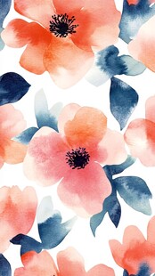 水彩花卉图案无缝背景图