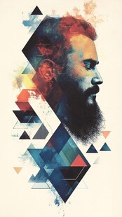 几何风格男子侧脸艺术图