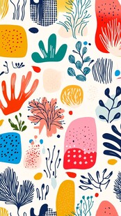 多彩手绘植物图案背景