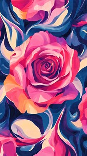 绚丽玫瑰抽象艺术插画