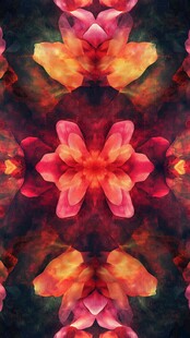 绚丽对称花卉抽象艺术图案