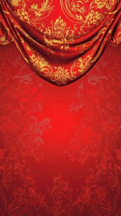 华丽红金幕布背景图