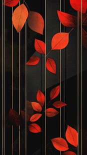 秋日红枫线条装饰背景图