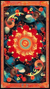 绚丽民族风花卉图案地毯