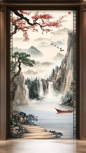 中式山水玄关装饰画意境美