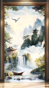 中式山水意境玄关装饰画