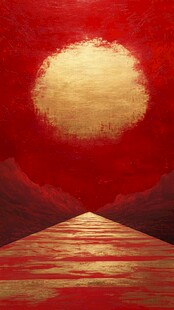 红日映波的壮丽风景