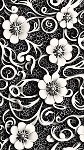 黑白花卉蕾丝图案纹理